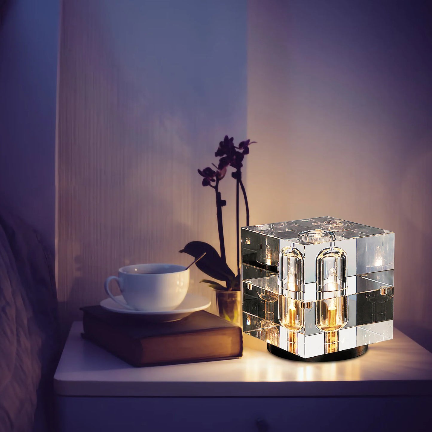 Bedside Table Lamp with Crystal Accents
