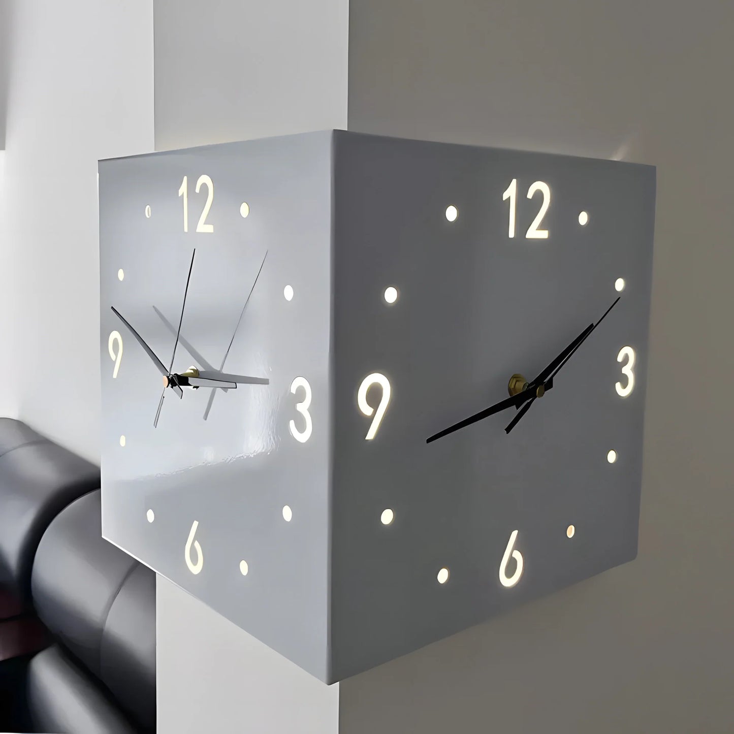 Backlit Corner Clock with Motion Sensor