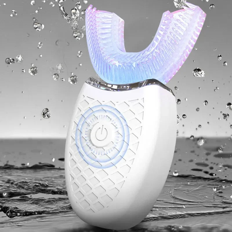 New Automatic Sonic Electric Toothbrush Silicone U-Shaped Tooth Brush USB Charge Waterproof Toothbrush 4 Modes Timer Blue Light