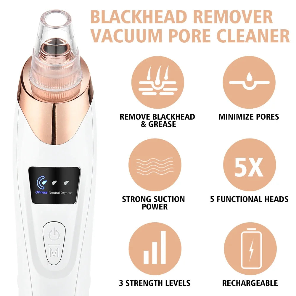 New Electric Blackhead Remover Vacuum Acne Cleaner Black Spot Removal Facial Deep Cleansing Pore Cleaner Machine for Skin Care
