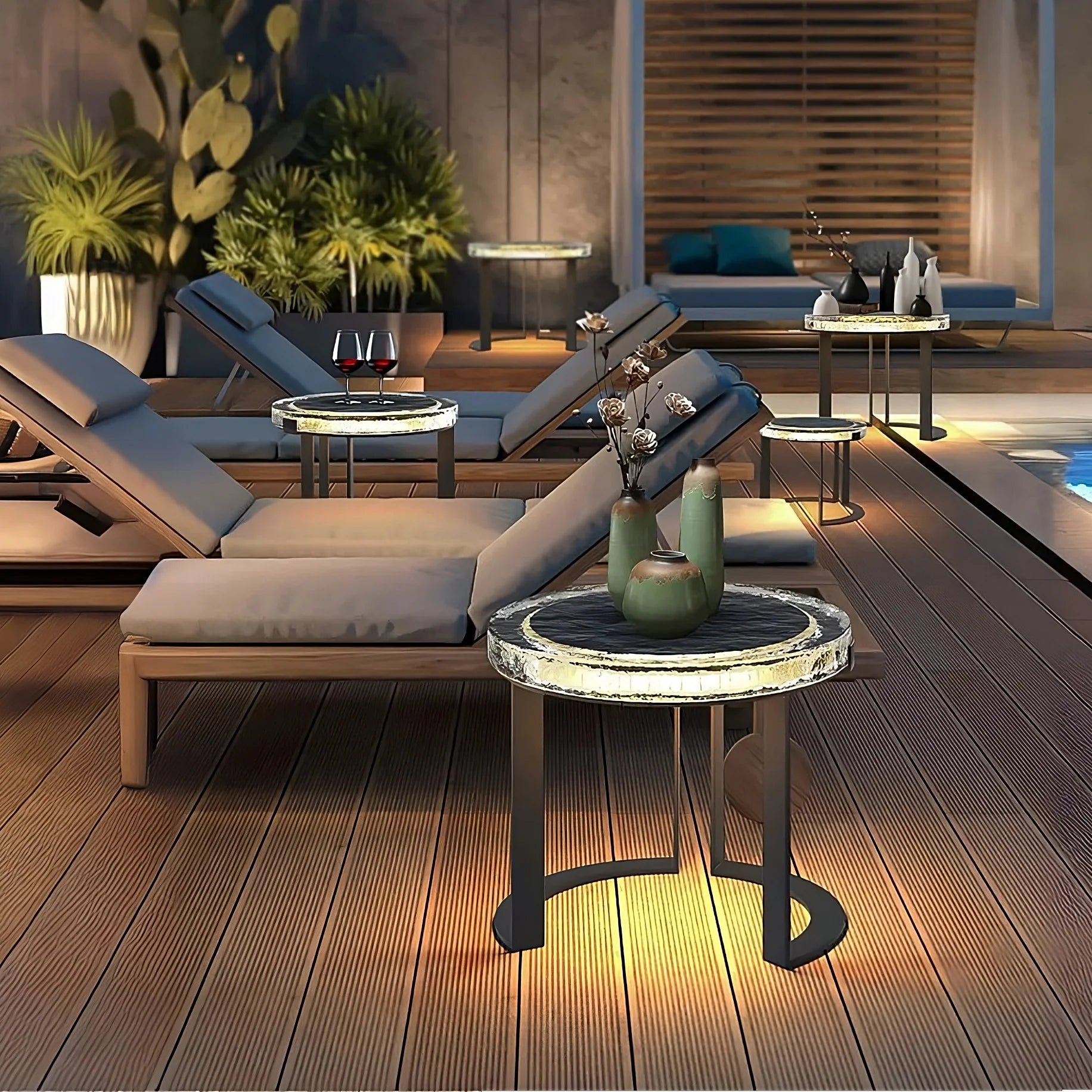Solar-Powered LED Outdoor Garden Table