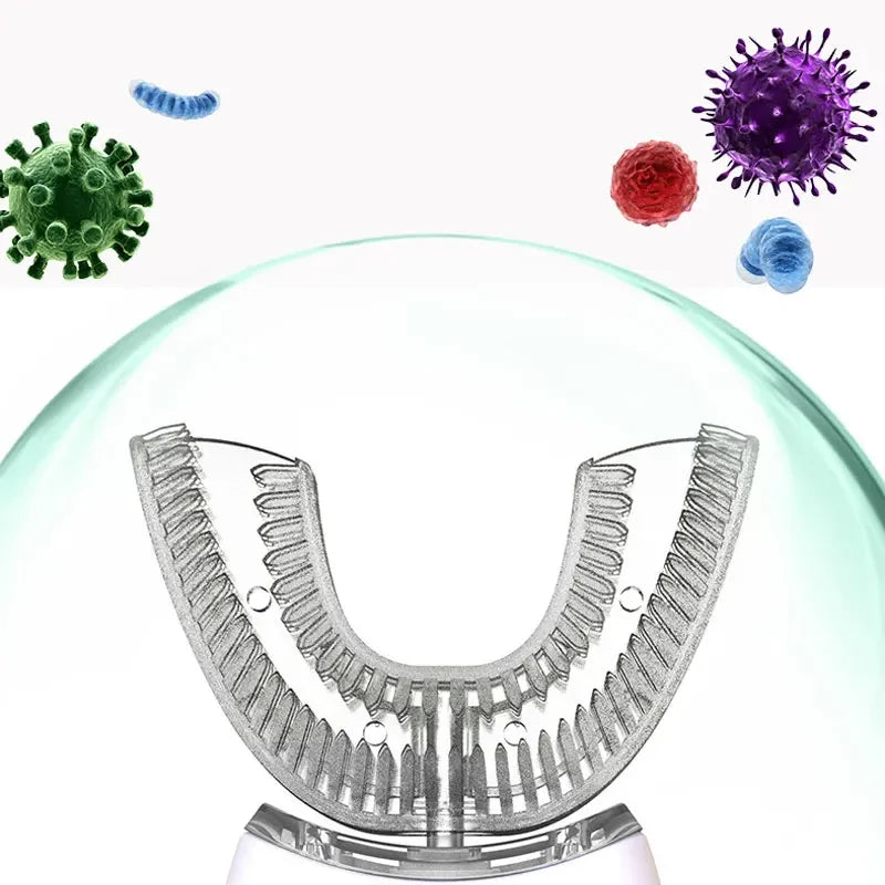 New Automatic Sonic Electric Toothbrush Silicone U-Shaped Tooth Brush USB Charge Waterproof Toothbrush 4 Modes Timer Blue Light