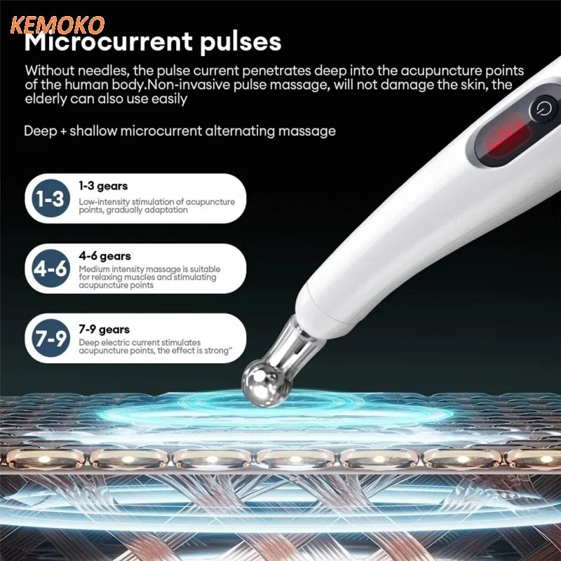 5 in 1Smart Pulse Meridian Energy Pen Electronic Acupuncture Massage Pen Pain Relief Microcurrent Pulse Muscle Massage Stick